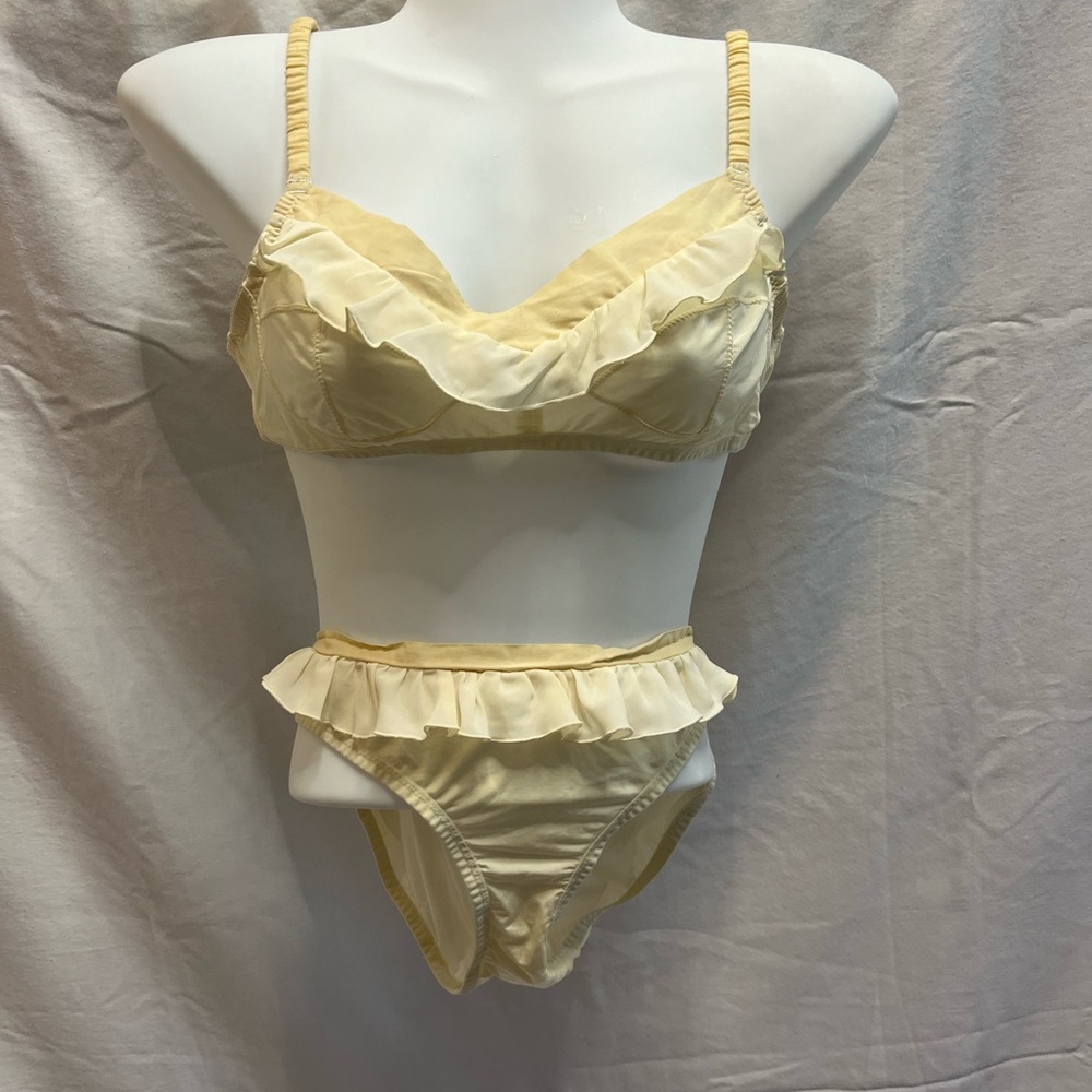 Pins & Needles Antique Cream Ruffled Bra Set